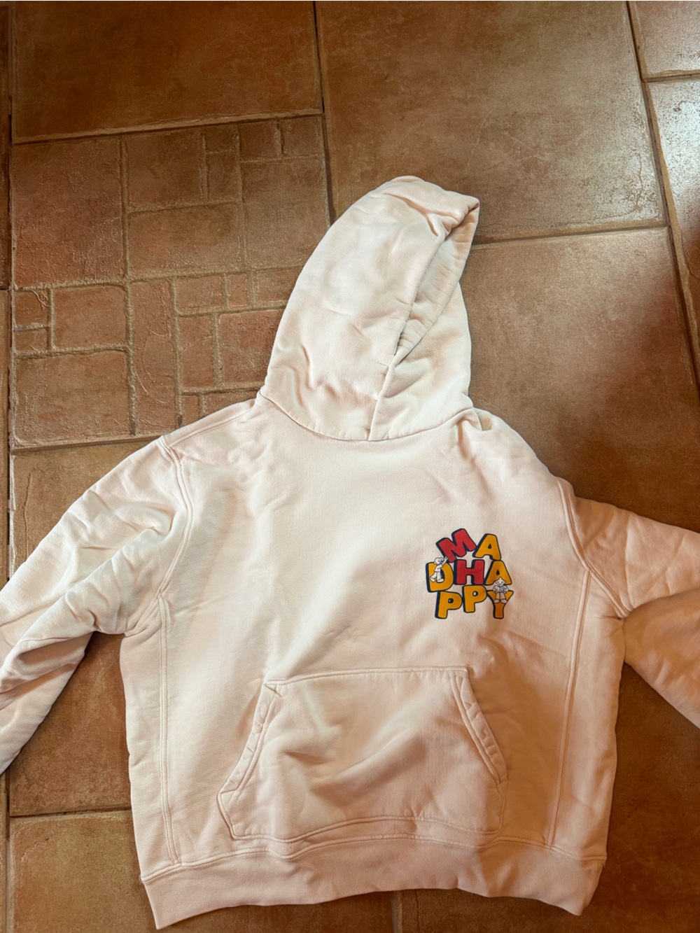 Madhappy Light Pink Graphic Hoodie with Yellow & Red Logo Snoopy